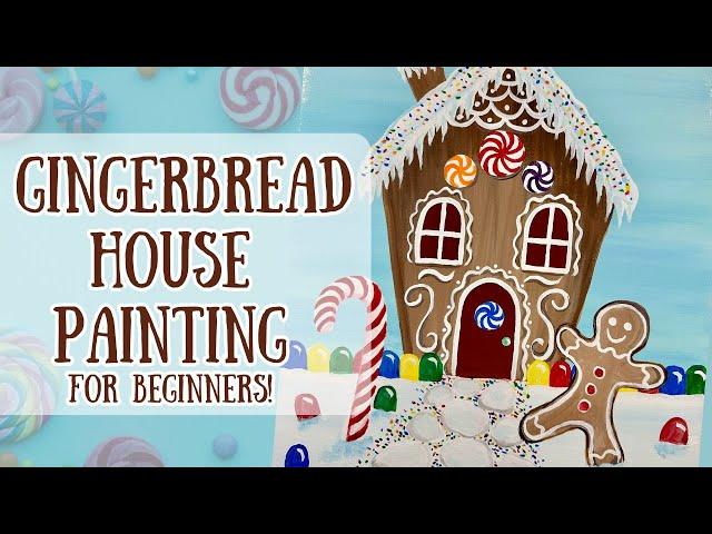 How to Paint a Gingerbread House | Step by Step Beginner Acrylic Painting Tutorial on Canvas