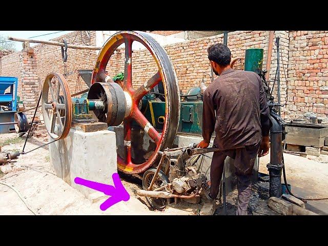 Big Heavy 45hp Desi Old Black Engine Starting || Big Heavy Diesel Oil Engine || Diesel Oil Engine