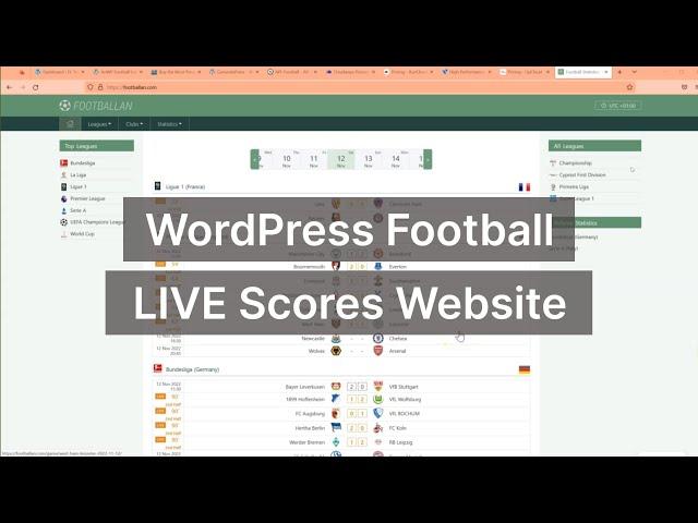 How to Create LIVE Scores WordPress Football (Soccer) website - Football Leagues plugin review