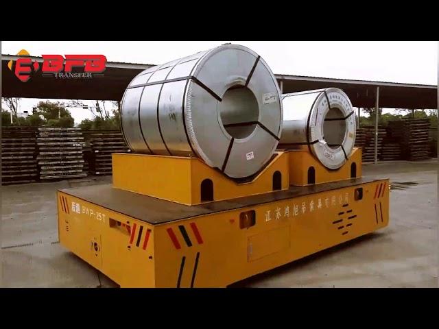 V Deck Motorized Rail Transfer Cart For Steel Aluminum Coil Roller Handling