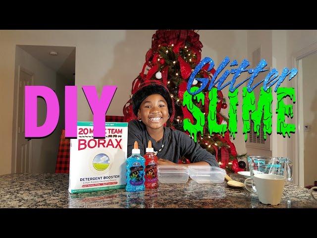 DIY GLITTER SLIME with Glue, Water and Borax only!