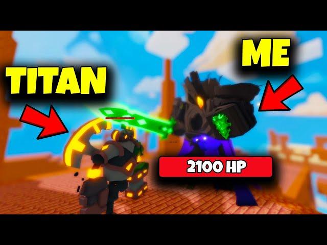 I became bigger than Titan with 2130 HP in Roblox Bedwars