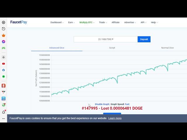 Faucetpay 2021 , The best strategy for free dice , 5 doge to 20 doge , 24h Auto 1doge to 20doge