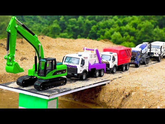 Kendaraan konstruksi dan jembatan rusak | Cerita mainan truk excavator mainan anak | BIBO dan Mainan