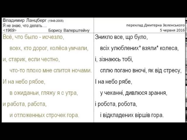 Владимир Ланцберг (1948-2005) - Я не знаю, что делать… [1969] - (+текст перекладу українською)