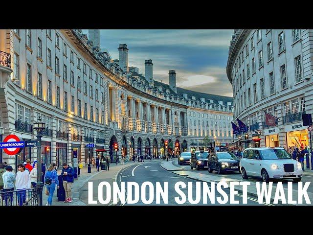 England, Central London Sunset Walk | Relaxing Walking tour in West End London [4K HDR]