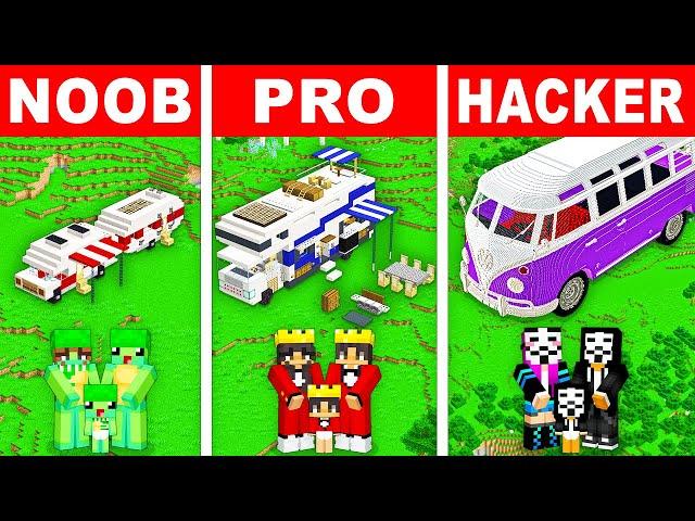 NOOB vs PRO: MODERN FAMILY RV HOUSE Build Challenge In Minecraft!