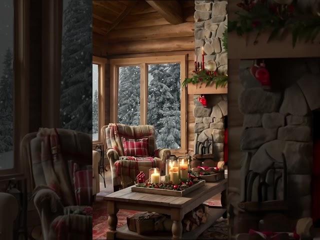 Cozy Christmas Cabin Ambience #ambience #relax #cozy #christmasambience #fireplaceambience #snow