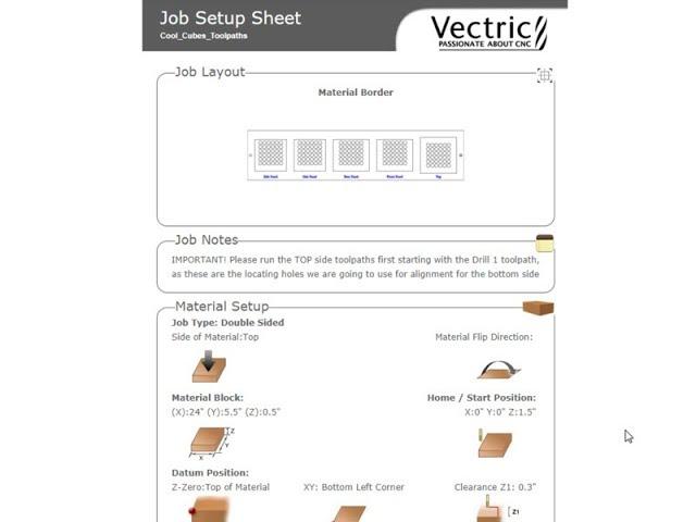 Vectric V10 Tutorials | General Topics | Toolpath Setup Sheets Guide