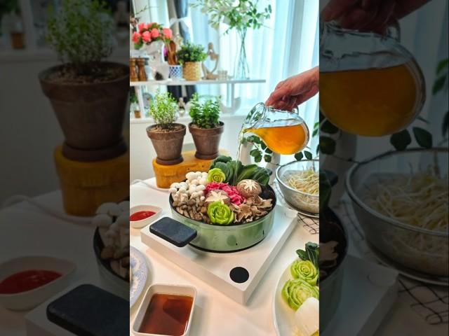 차돌버섯전골만들기 식탁에 갬성을 더한 닥터하우스 1구인덕션과 함께~  #차돌버섯전골 #버섯전골 #전골요리