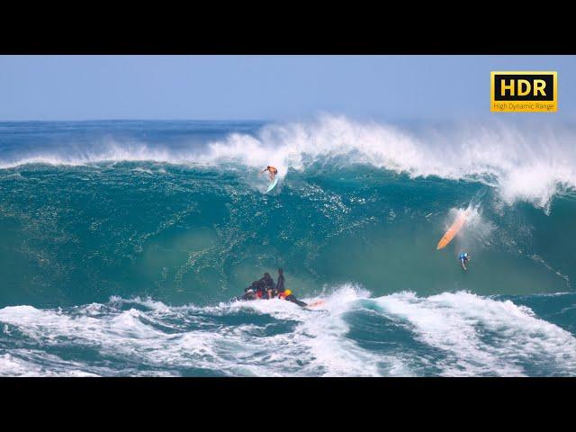 Surfing Big Waves Waimea Bay (Eddie Aikau 2024)  4K HDR