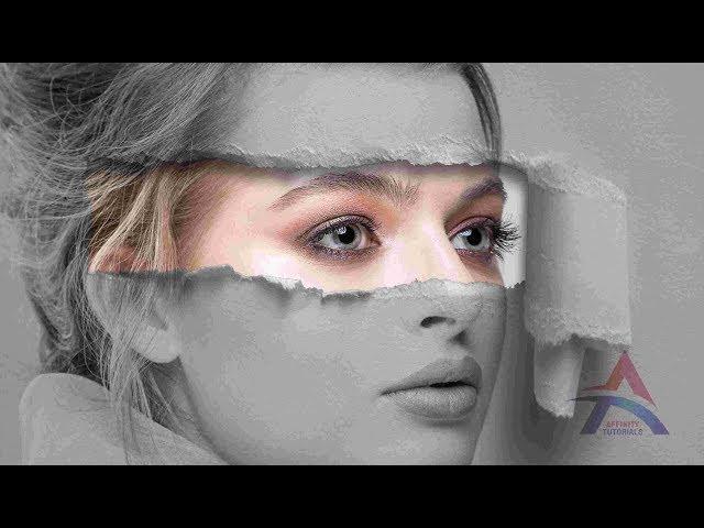 Affinity Photo Tutorial | How to make torn  / ripped paper effect [Face Manipulation]