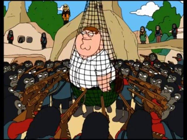 Family Guy - "How many dirty stinking apes does it take to screw in a light bulb?"