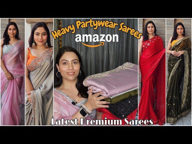 Amazon Partywear Saree Haul | Jimmy Choo,Organza,Embellished Sarees | Premium Occasional Saree