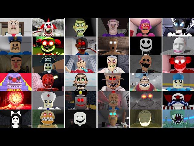 Roblox All Jumpscares From All Scary Obby  Barry Prison Run,School Breakout,Bob Dentist,Grumpy Gran!