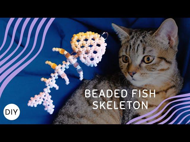 Beaded fish skeleton DIY  Скелет рыбы из бисера видео-туториал