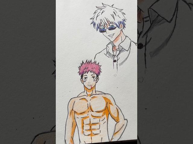 Drawing yuji itadori and gojo || Jujutsukaisen character drawing || #animedrawing #anime #art
