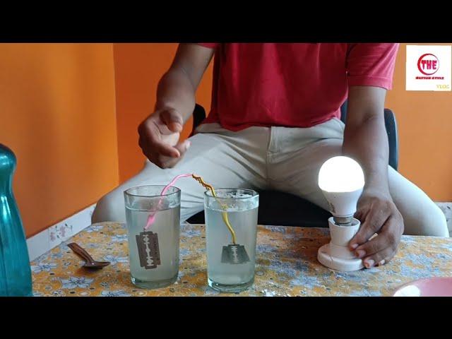 How to Glow Electrical bulb by using salt water// Free  Energy Experiment using  blades//