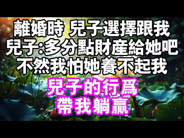 離婚時，兒子選擇跟我。兒子：多分點財產給她吧，不然我怕她養不起。兒子的行為帶我躺贏#中老年頻道 #故事 #家庭