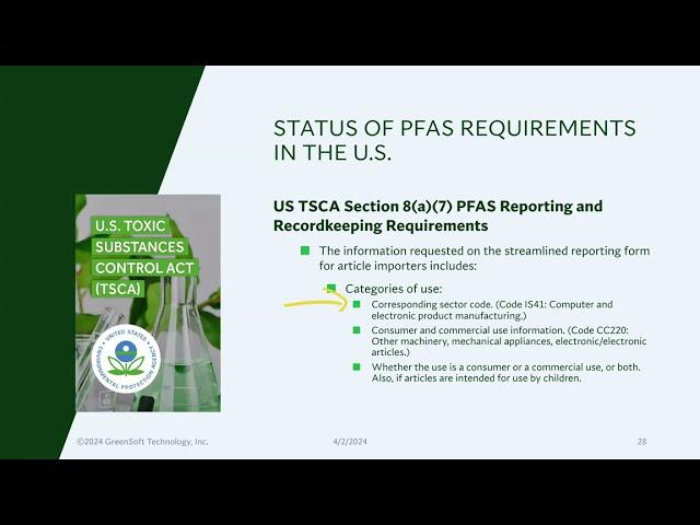 PFAS Restrictions in the United States under the Toxic Substances Control Act (TSCA) Section 8(a)(7)