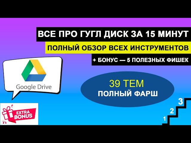 ВСЕ ПРО ГУГЛ ДИСК - 39 ТЕМ ЗА 15 МИНУТ | (Обзор всех инструментов) + БОНУС 5 ФИШЕК