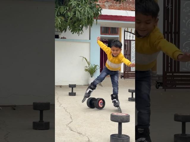 Dumbbell crossing challenge #shorts #advik #skating #viral￼