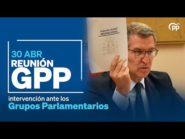 Alberto Núñez Feijóo preside la reunión de los Grupos Parlamentarios de Congreso y Senado.