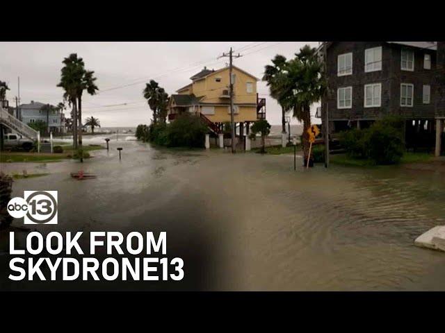 SkyDrone13 flies above Seabrook streets covered by storm surge