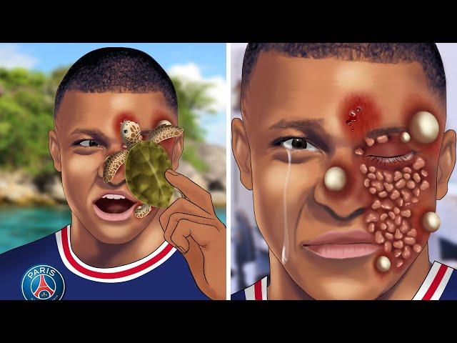 ASMR Remove the turtle attached to Kylian Mbappé's face | WOW Brain Satisfying video