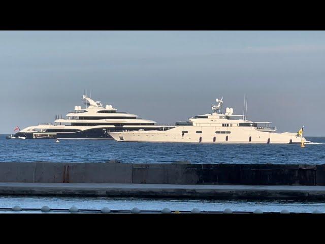 ZEUS Superyacht of John Christodoulou  passing in front of Larvotto beach Monaco @archiesvlogmc