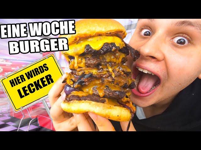 Eine WOCHE LANG BURGER ESSEN - SELBSTEXPERIMENT⭐(KÄSIG&SAFTIG)