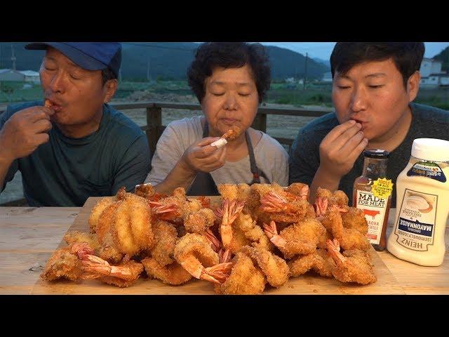 직접 다듬은 새우로 바삭바삭 [[새우튀김(Deep-fried Shrimps)]] 요리&먹방!! - Mukbang eating show