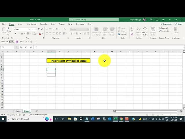 Insert cent symbol in Excel