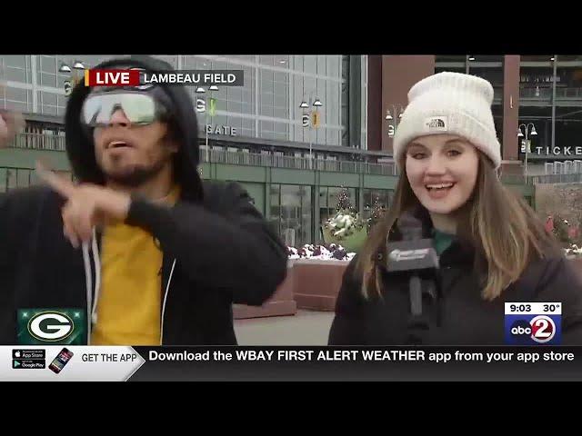 Jaire Alexander photobombs WBAY live shot