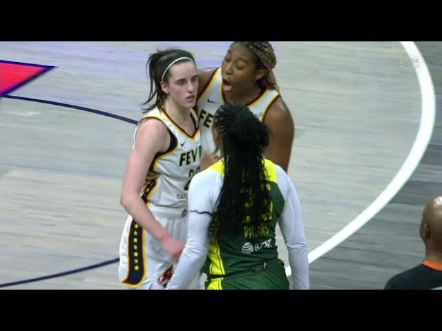 DOUBLE Technicals, Caitlin Clark & Victoria Vivians After Clark's 3 | Indiana Fever vs Seattle Storm