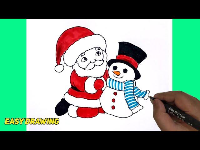 How To Draw Santa and Snowman Easy #viral | Christmas Drawings | Magic Drawings #Christmas #santa