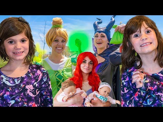 Magic Pretend Play with Elsa, Maleficent, Tinker Bell, Ariel, Fairy Godmother, and Captain Hook!