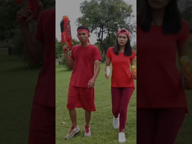 Battle Tembakan Air Biru vs Merah Arik Saputra Arya Bian Wulan #mikaeltubehd #mikaelfamily #short