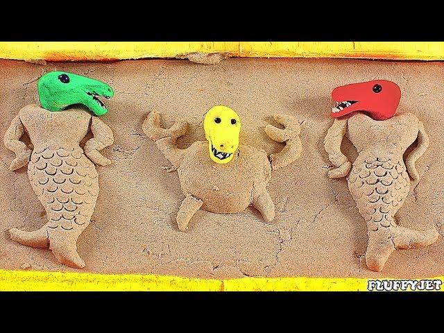 Dinosaur Sandbox Mermaid Playtime Stop Motion Playdough Cartoon video for kids