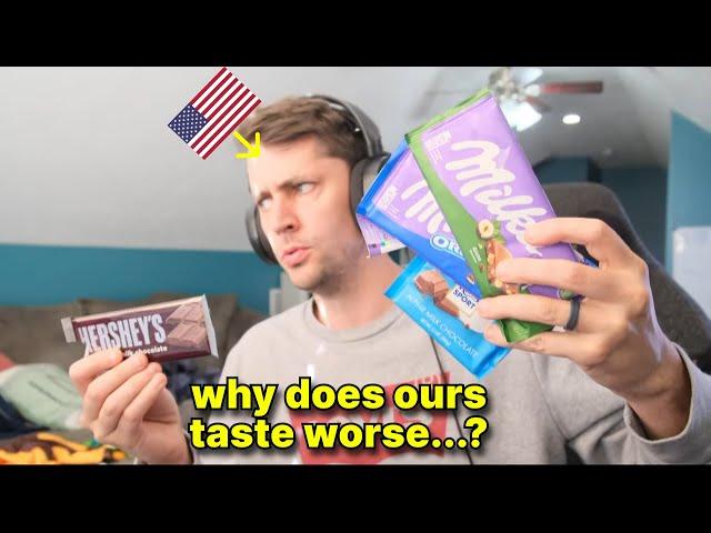 American tries European Chocolate (Milka) for the first time