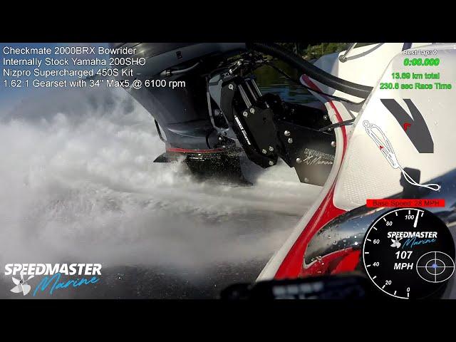 Checkmate 2000BRX Yamaha 200 SHO Nizpro 450S (107 mph Top Speed) - Run 2