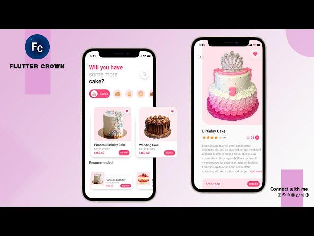 Cake App | Flutter UI - Part 01 | Speed Code | With source code | 2022