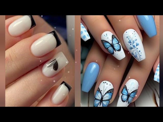 beautiful nails design  Blue Vs white #viral