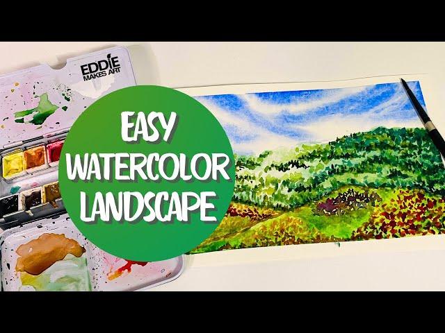 Easy Watercolor Landscape #tutorial