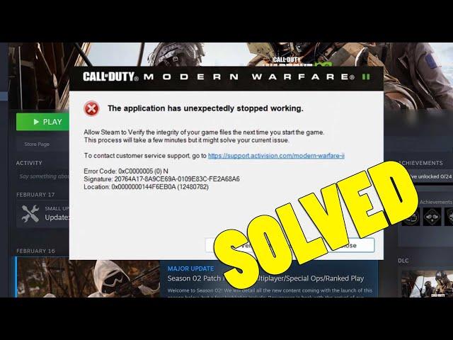 FIX: MW2 The Application Has Unexpectedly Stopped Working | MW2 ERROR CODE 0XC0000005