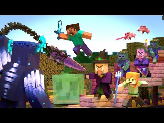 Warden vs Witch and Swamp Villager Army | Alex and Steve Legends (Minecraft Animation Movie)