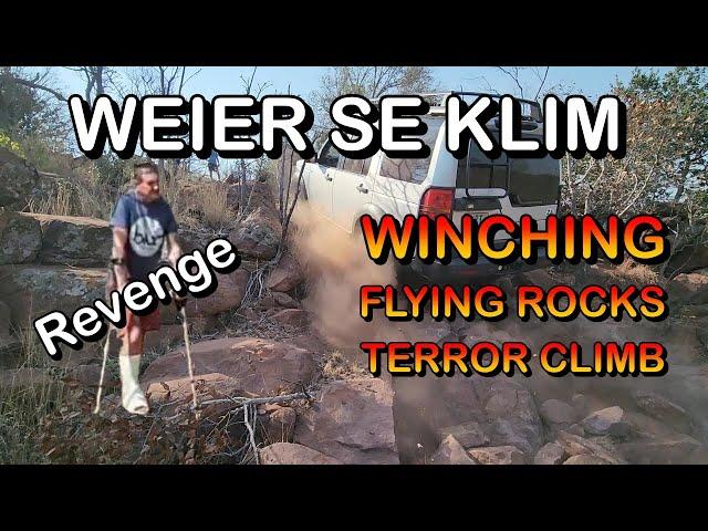 S4E2 We drive a terrifying rocky climb; winches and flying rock at Weier se Klim Thabo Monate