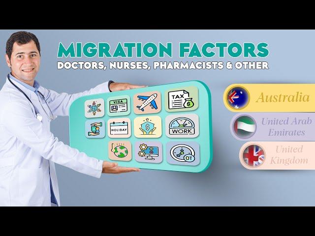 Migration factors to Australia, UAE, UK. Doctors, Nurses, Pharmacist. Healthcare jobs, salary more..