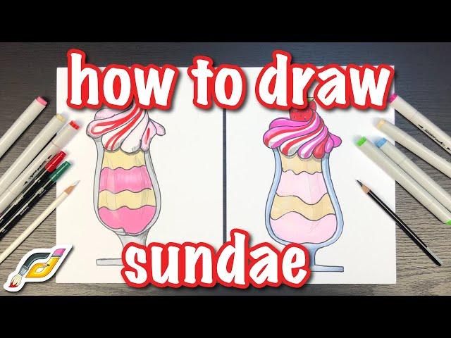 How to Draw ICE CREAM SUNDAE - Step by Step Drawing Tutorial - Easy Drawings for Anyone