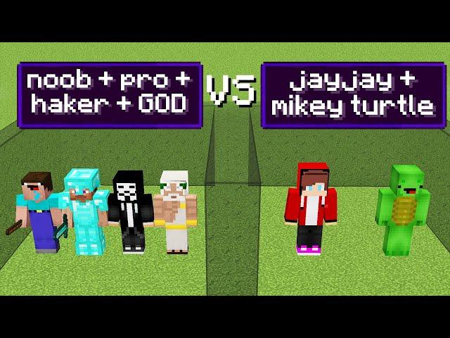 jj and mikey VS noob vs pro vs hacker vs god